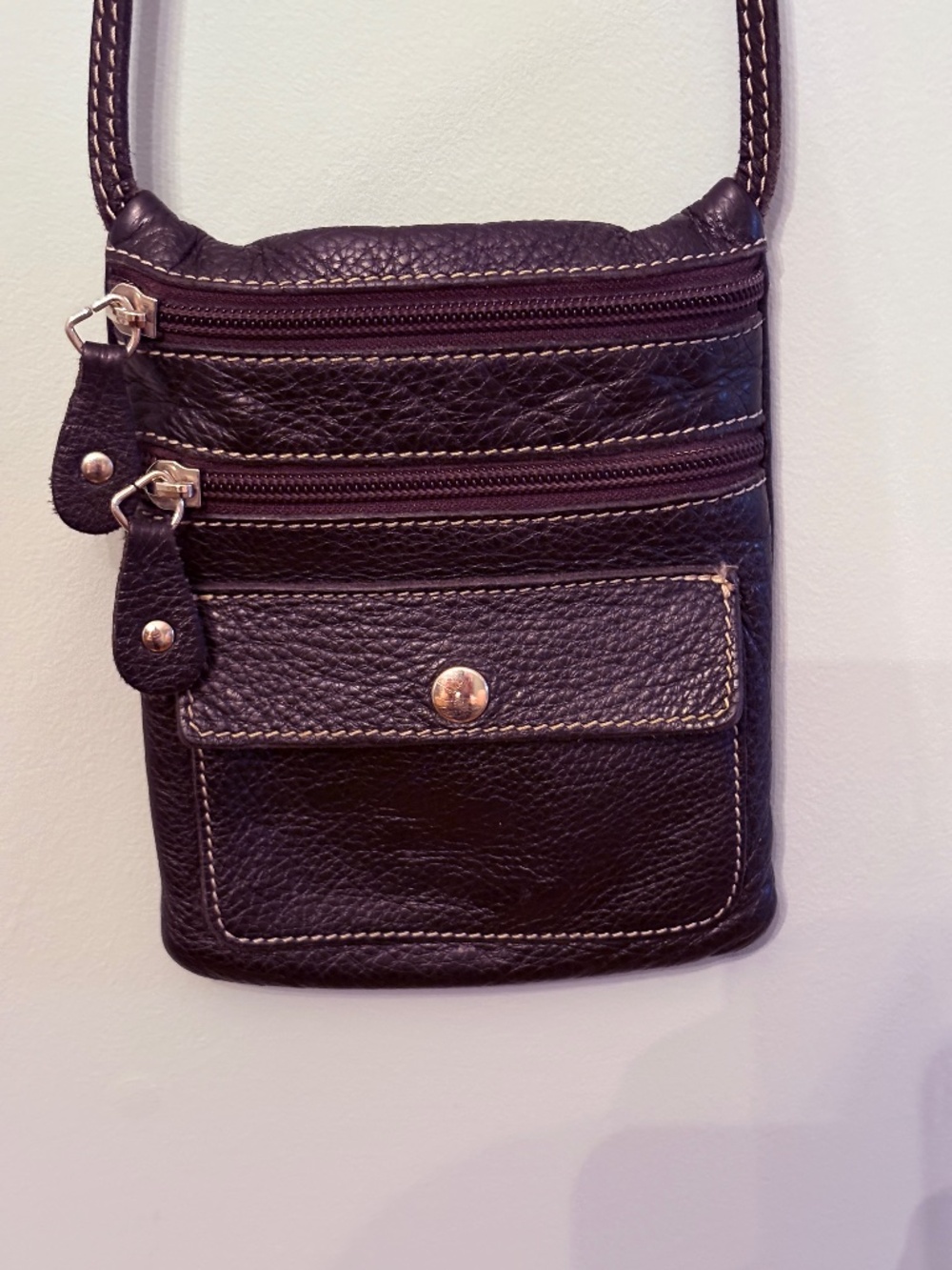 Roots Black Pebbled Leather Mini Crossbody Bag